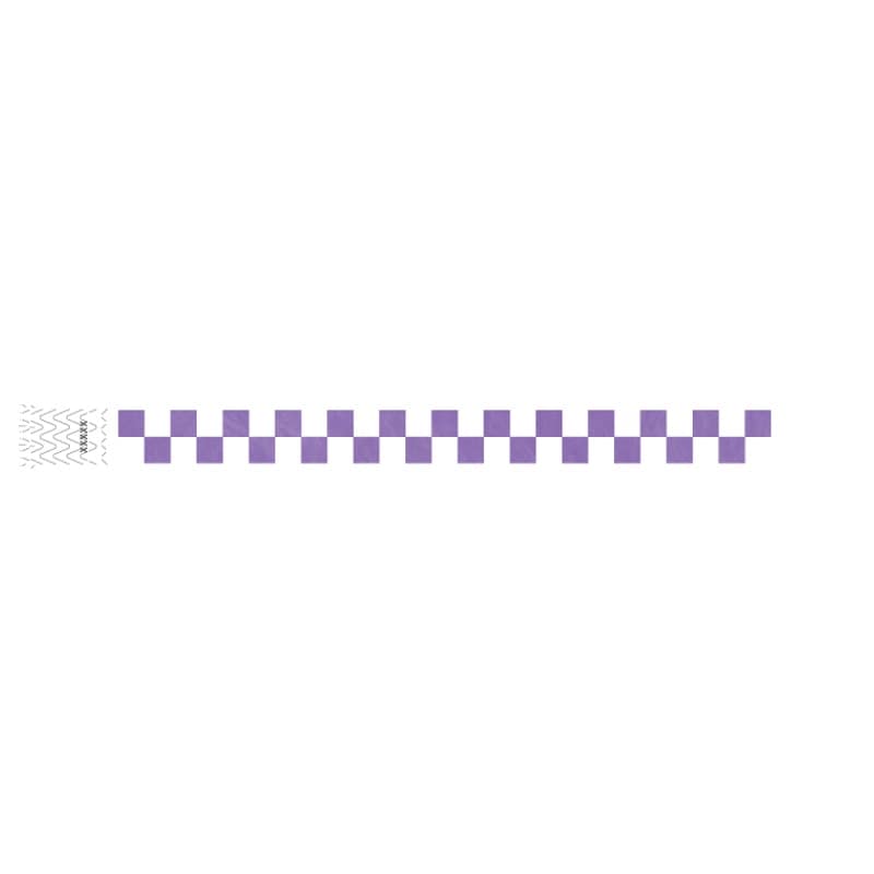 tyvek wristband with a purple and white checkerboard pattern 