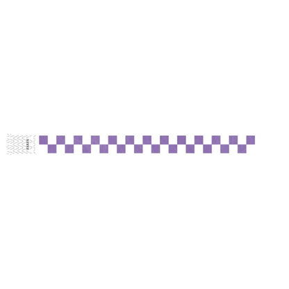 tyvek wristband with a purple and white checkerboard pattern 