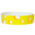 Yellow wristband with white and orange polka dots on a white background