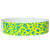 Yellow wristband with blue cheetah print pattern 