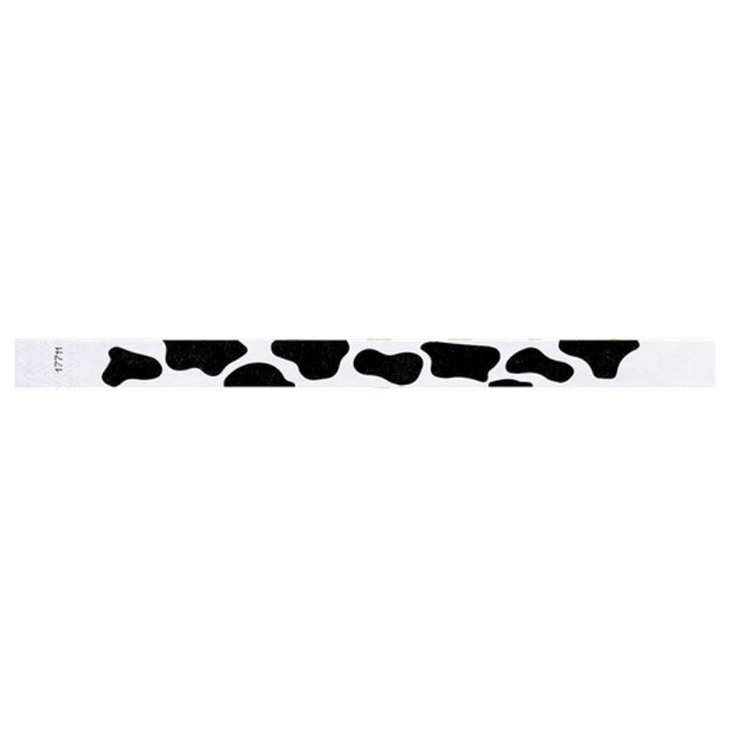 cow pattern on a white tyvek wristband