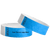 duplicate number sets shown in neon blue tyvek 3/4" wristbands - available to customize with your text or logo