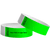 duplicate number sets shown in neon green tyvek 3/4" wristbands - available to customize with your text or logo