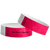 duplicate number sets shown in neon pink tyvek 3/4" wristbands - available to customize with your text or logo