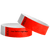 duplicate number sets shown in neon red tyvek 3/4" wristbands - available to customize with your text or logo