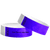 duplicate number sets shown in purple tyvek 3/4" wristbands - available to customize with your text or logo