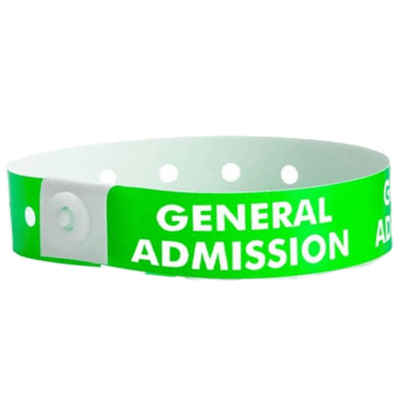 general admission plastic wristband in neon green