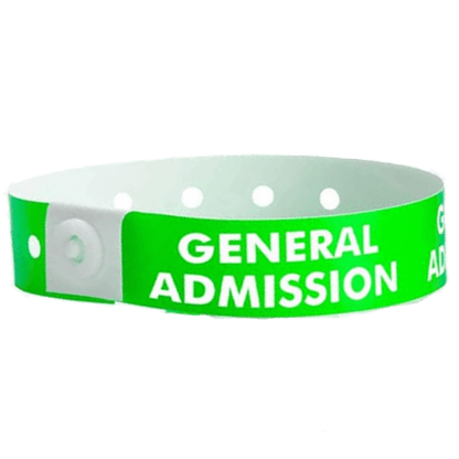 general admission plastic wristband in neon green