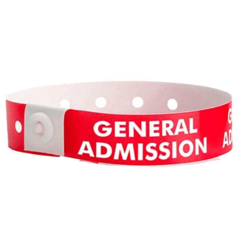 general admission plastic wristband in neon red