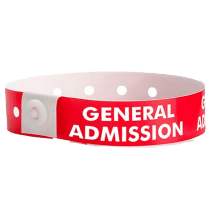 general admission plastic wristband in neon red