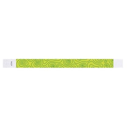 lime green tyvek wristband with kelly green topographical map design
