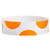 White wristband with orange half-circle patterns on a white background