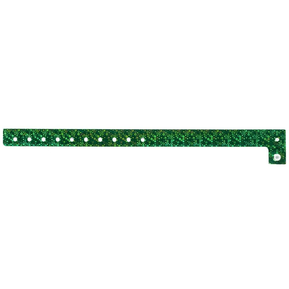 Plastic holographic wristband in green - flat version shown 