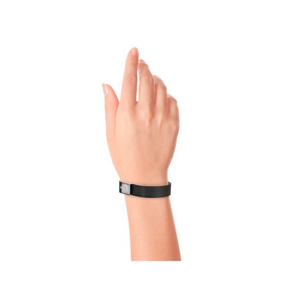 Wrist wearing Plastic holographic wristband in black