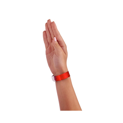 Wrist wearing Plastic holographic wristband in red