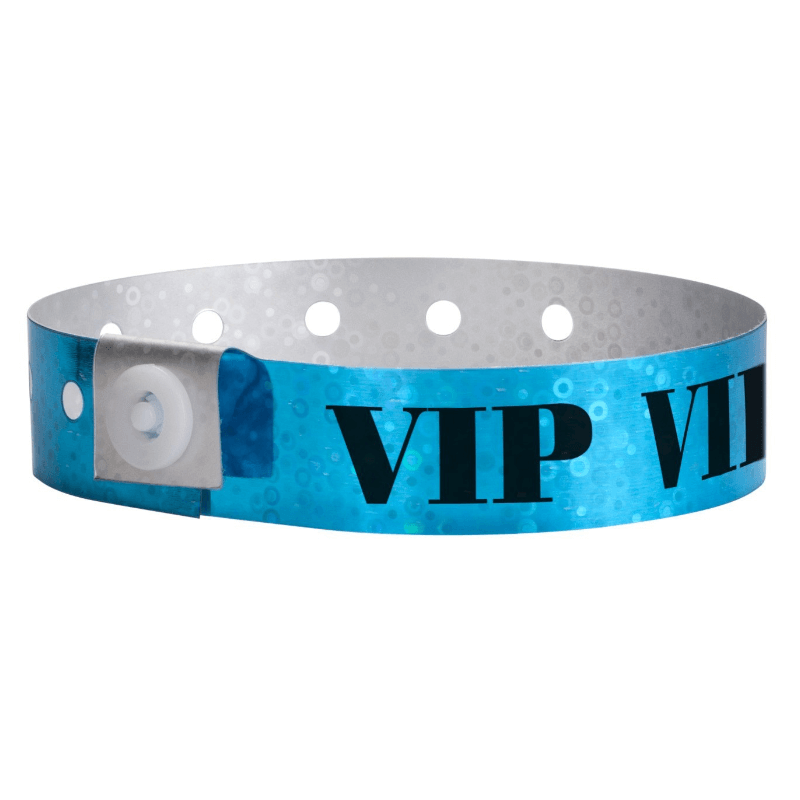 Vip holographic Wristband shown in blue