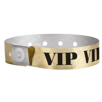 Vip holographic Wristband shown in gold