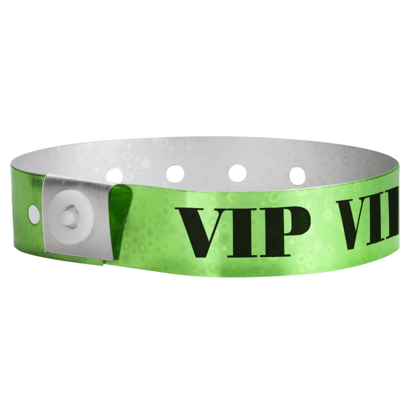 Vip holographic Wristband shown in green