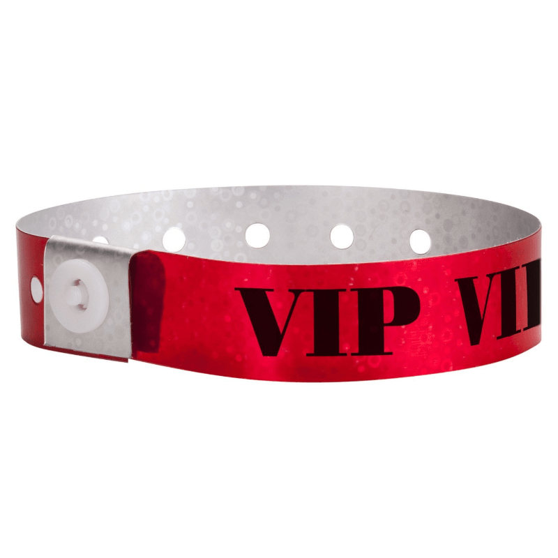 Vip holographic Wristband shown in red