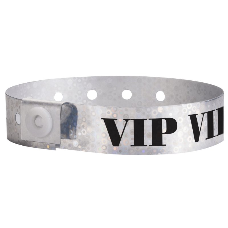 Vip holographic Wristband shown in silver