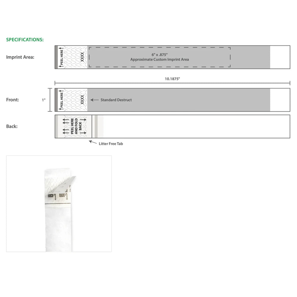 artwork template for tyvek 1" litterfree wristband 