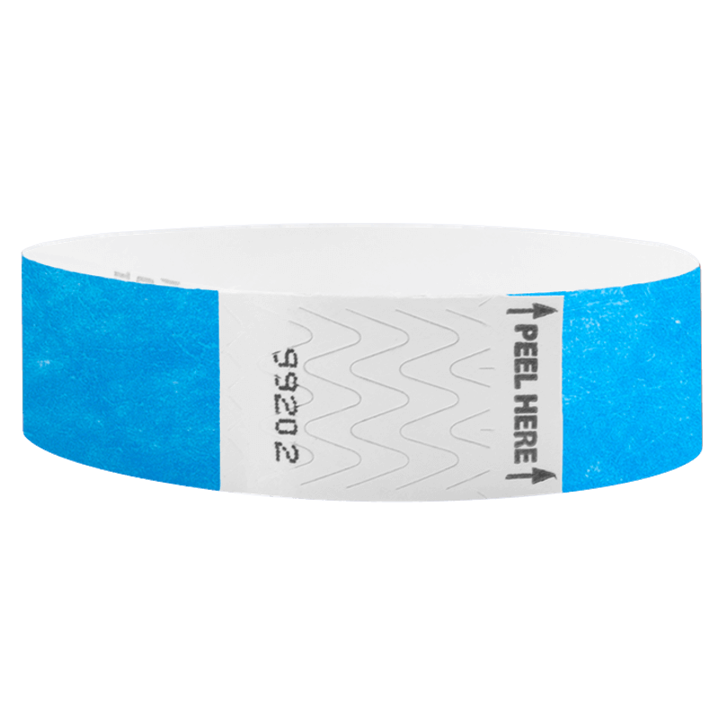 Litter Free Tyvek3-4 Wristband Solid Neon Blue -  round version shown