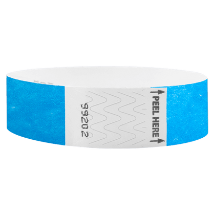 Litter Free Tyvek3-4 Wristband Solid Neon Blue -  round version shown