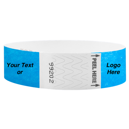 Litter Free Tyvek3-4 Wristband Solid Neon Blue - great for customizing with your text or logo - round version shown