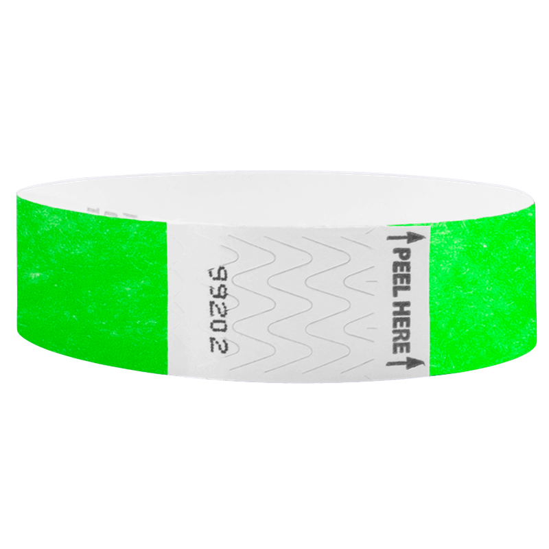 Litter Free Tyvek3-4 Wristband Solid Neon green -  round version shown
