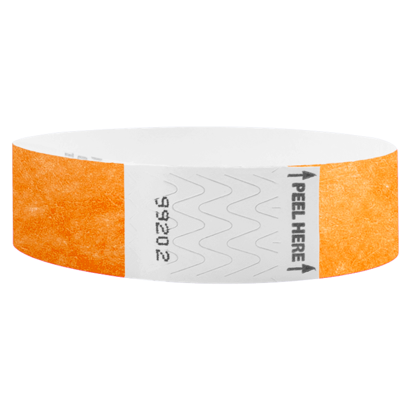 Litter Free Tyvek3-4 Wristband Solid Neon orange -  round version shown