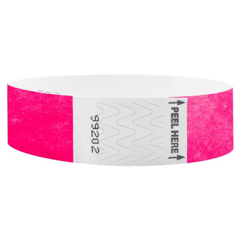 Litter Free Tyvek3-4 Wristband Solid Neon pink -  round version shown
