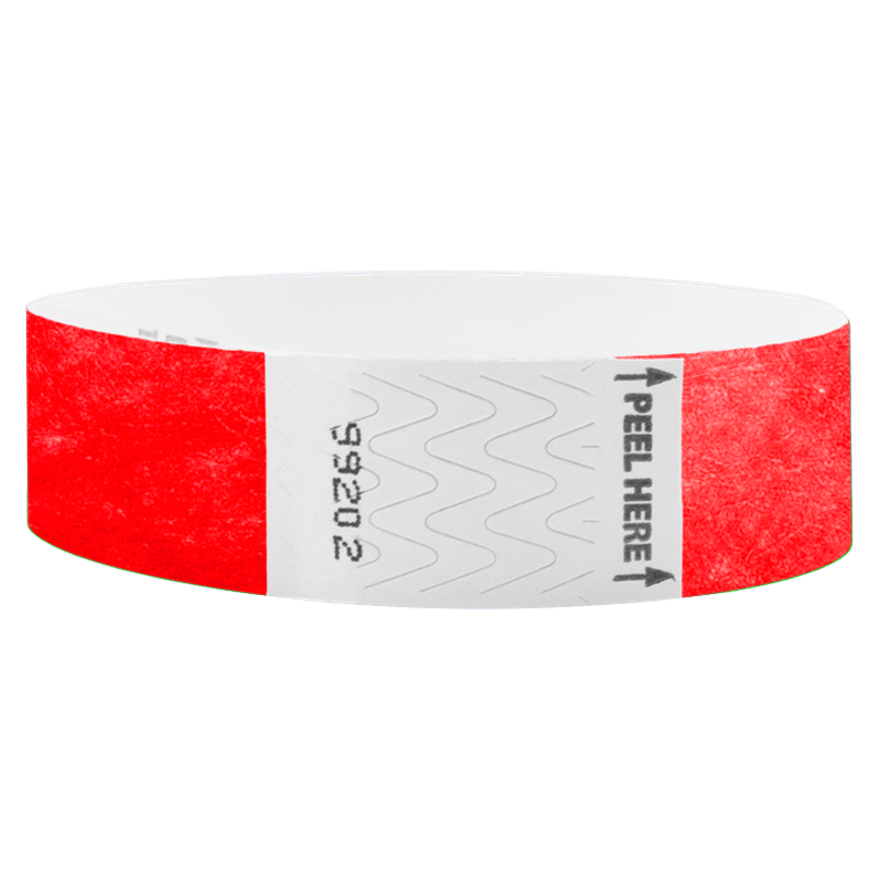 Litter Free Tyvek3-4 Wristband Solid Neon red -  round version shown