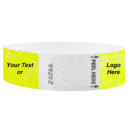 Litter Free Tyvek3-4 Wristband Solid Neon yellow - great for customizing with your text or logo - round version shown