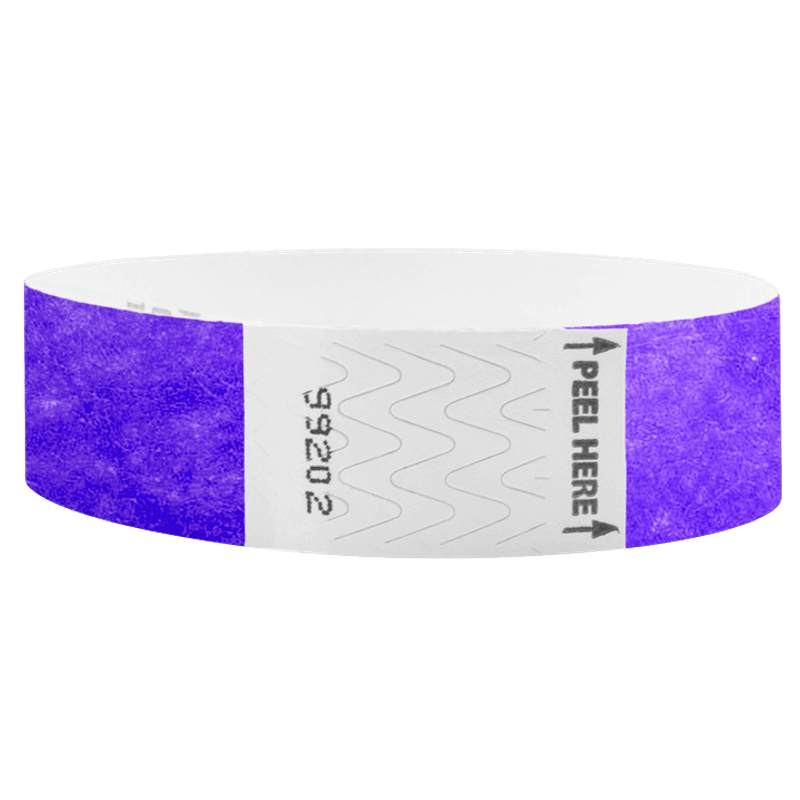 Litter Free Tyvek3-4 Wristband Solid Neon purple -  round version shown