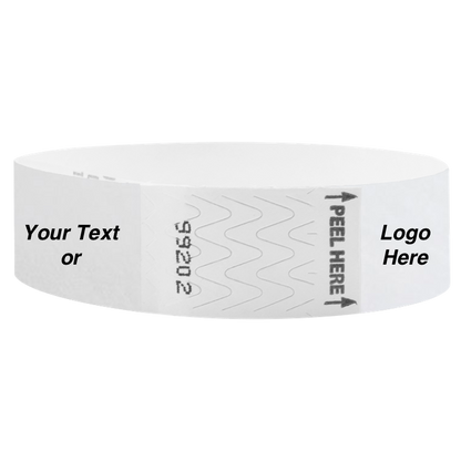 Litter Free Tyvek3-4 Wristband Solid Neon white - great for customizing with your text or logo - round version shown