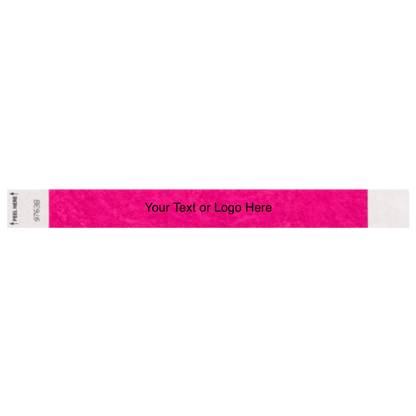 tyvek 1" Litter free custom wristband solid neon pink
