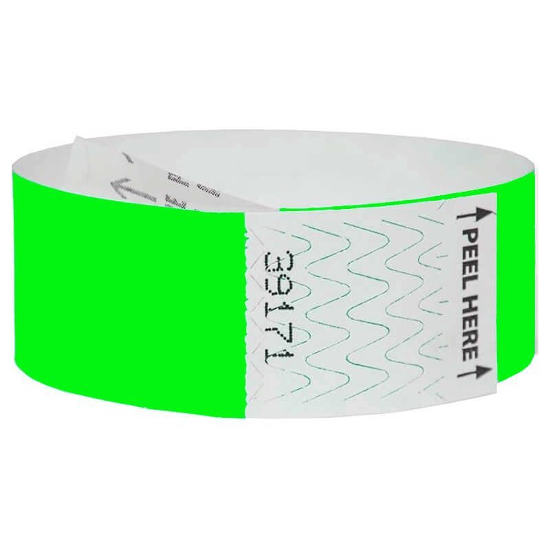 tyvek 1" Litter free solid wristband round neon green