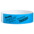 neon blue tyvek wristband with thursday  text in black ink - round version shown