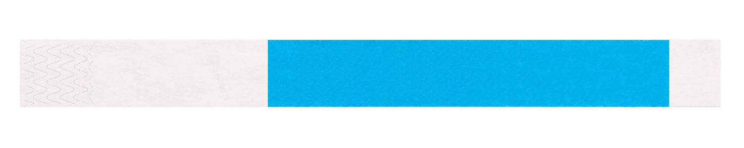 tyvek 1" half flood wristbands shown in neon blue