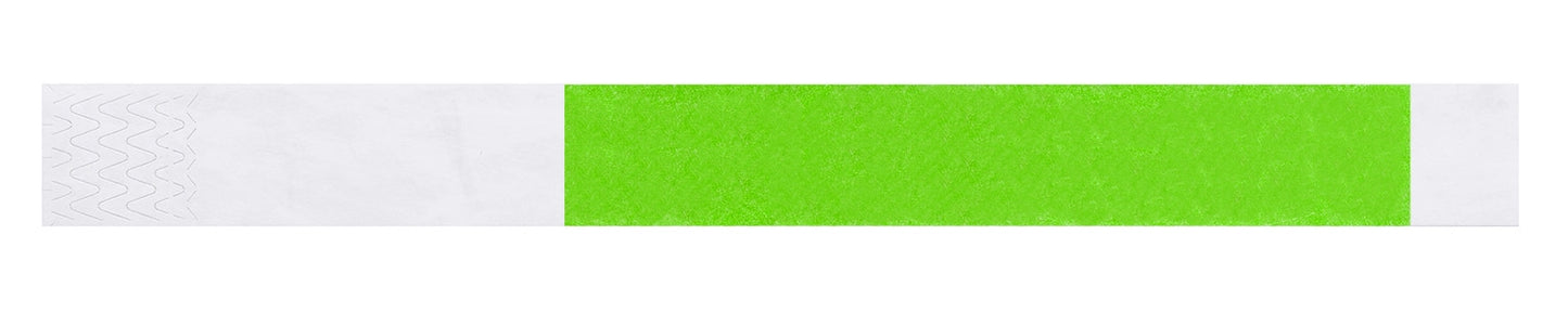 tyvek 1" half flood wristbands shown in neon green