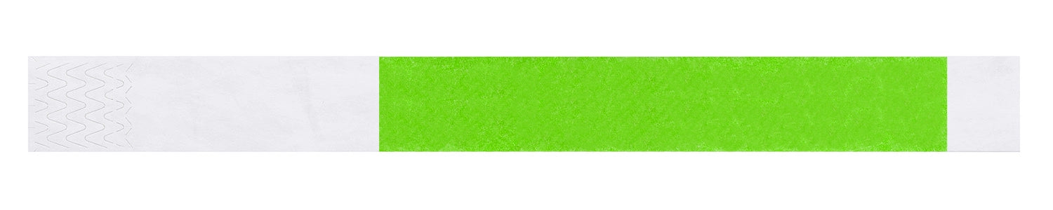 tyvek 1" half flood wristbands shown in neon green