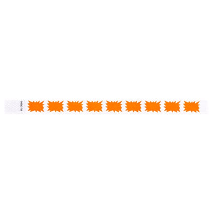 white tyvek wristband with neon orange bust pattern