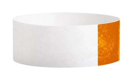 tyvek 1" half flood wristbands shown in neon orange