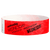 neon red tyvek wristband with wednesday text in black ink - round version shown