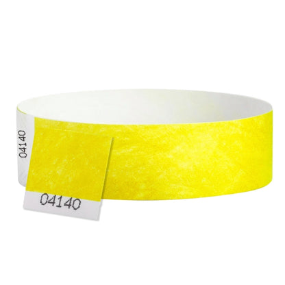 tyvek 3/4" detachable stub wristbands in neon yellow - round version 