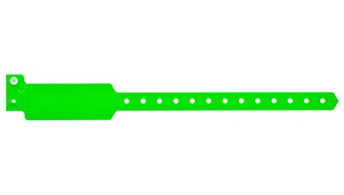 Custom Wide Face Plastic Wristbands  Neon Green