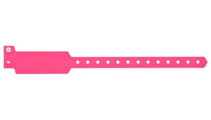 Custom Wide Face Plastic Wristbands Neon Pink