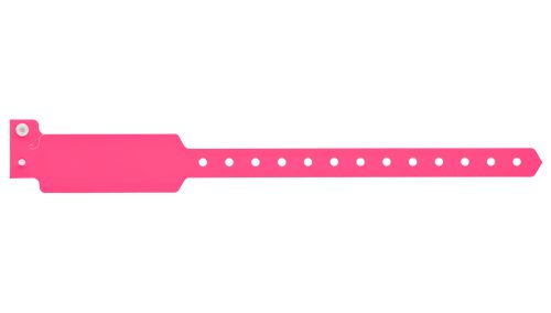 Custom Wide Face Plastic Wristbands Neon Pink