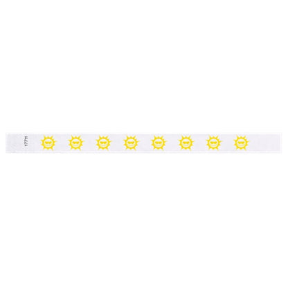 white tyvek wristband with pantone yellow sun pattern repeated