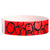 Red wristband with black penguin design 